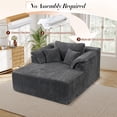 thumbnail image 2 of Muumblus 60" Oversized Chaise Lounge Chair Indoor Furniture, No-Assembly Modern Boneless Cloud Couch, Sleeper Sofa Bed for Living Room, Antique Gray Corduroy, 2 of 10