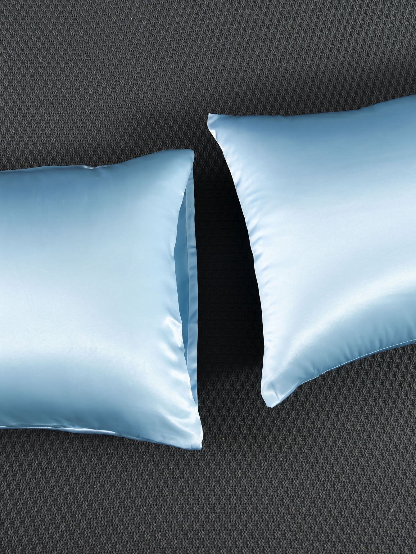 Move Over Blue Satin Pillowcases King, Silk like Satin Pillow Cover Set of 2, Silky Microfiber Solid Pattern, 2 Pack