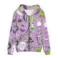 thumbnail image 3 of Renewold Novelty Halloween Purple Zipper Hoodies & Sweatshirts for Women Ghosts Bats Personalized Sweaters Fits for Cricket Gym Volleyball Stylish Outfits Jacket Size XL, 3 of 6