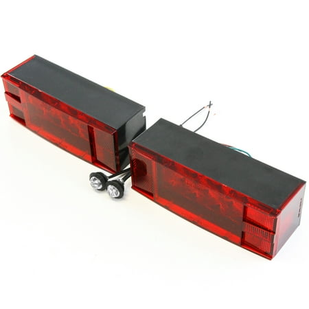 (2) LED Submersible Combination Trailer Tail Lights Boat & (2) Clear Side