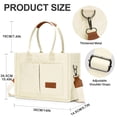 thumbnail image 5 of Gocvo Tote Bag for Women, Lightweight Puffer Bag with Diagonal Check, Quilted Tote Bag with Compartments for Travel, Work(Beige), 5 of 6