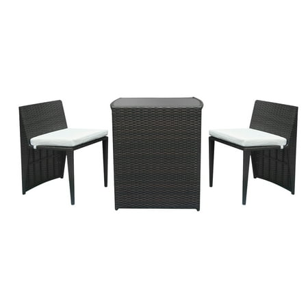 Big Lots Patio Sets Patio Furniture Sets Clearance, 3PCS Sturdy Outdoor Conversation Sets with 2 Bar Chairs, 2 Removable Cushions and a Rattan Bar Table, Stylish Bistro Sets for Garden Porch Poolside Balcony Lawn, Q0393 ()