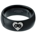 thumbnail image 2 of Tungsten Gaming Gamer Controller Pad Heart Emoji Band Ring 8mm Men Women Comfort Fit Black Dome Polished, 2 of 4