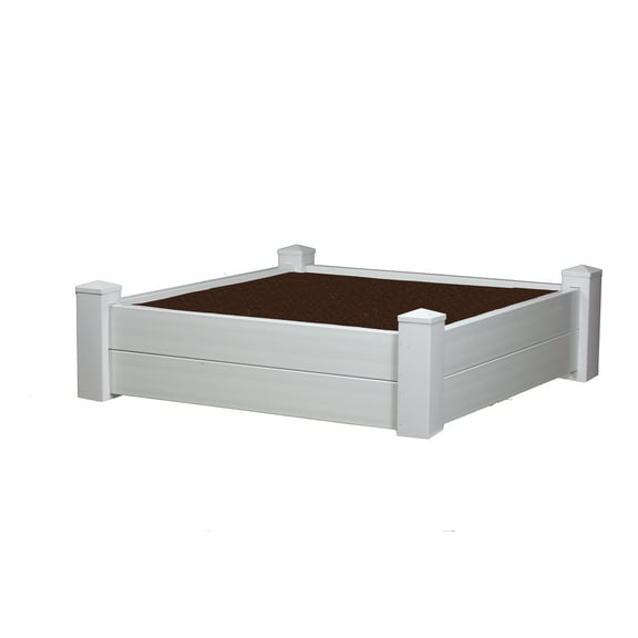 DuraTrel 4'x4' Traditional Vinyl Two Board Raised Garden Bed -White