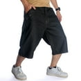 thumbnail image 5 of Ruiatoo Baggy Jeans Shorts for Men Denim Hip Hop Loose Fashion Skateboard Pants Black (008-1,Size 30), 5 of 5