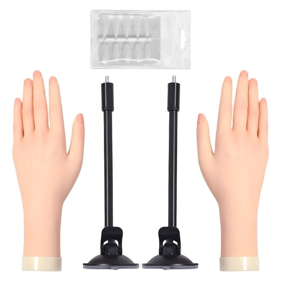 BESTSKY Silicone Nails Practice Hand Model with Interchangeable Tips And Slip Proof Base for Realistic Training Fake Hand for Nails Practice
