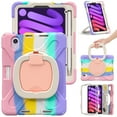 thumbnail image 5 of Case for iPad Mini 7th/6th Generation 8.3 inch 2024/2021, 360 Degree Rotating Hand Grip Shockproof Cover with Shoulder Strap, Colourful Pink, 5 of 7