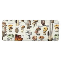 Brown Mushroom Label Light Pattern Kitchen Rug Mat,Kitchen Runner Rugs Non Skid Washable,Decorative Kitchen Floor Mats for Kitchen,Sink,Laundry,17"x47.2"