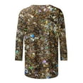 thumbnail image 5 of Puliio Women's Sequin Shirts Glitter Printing 3/4 Sleeve Round Neck Top Summer Casual Loose Top Blouse, 5 of 5