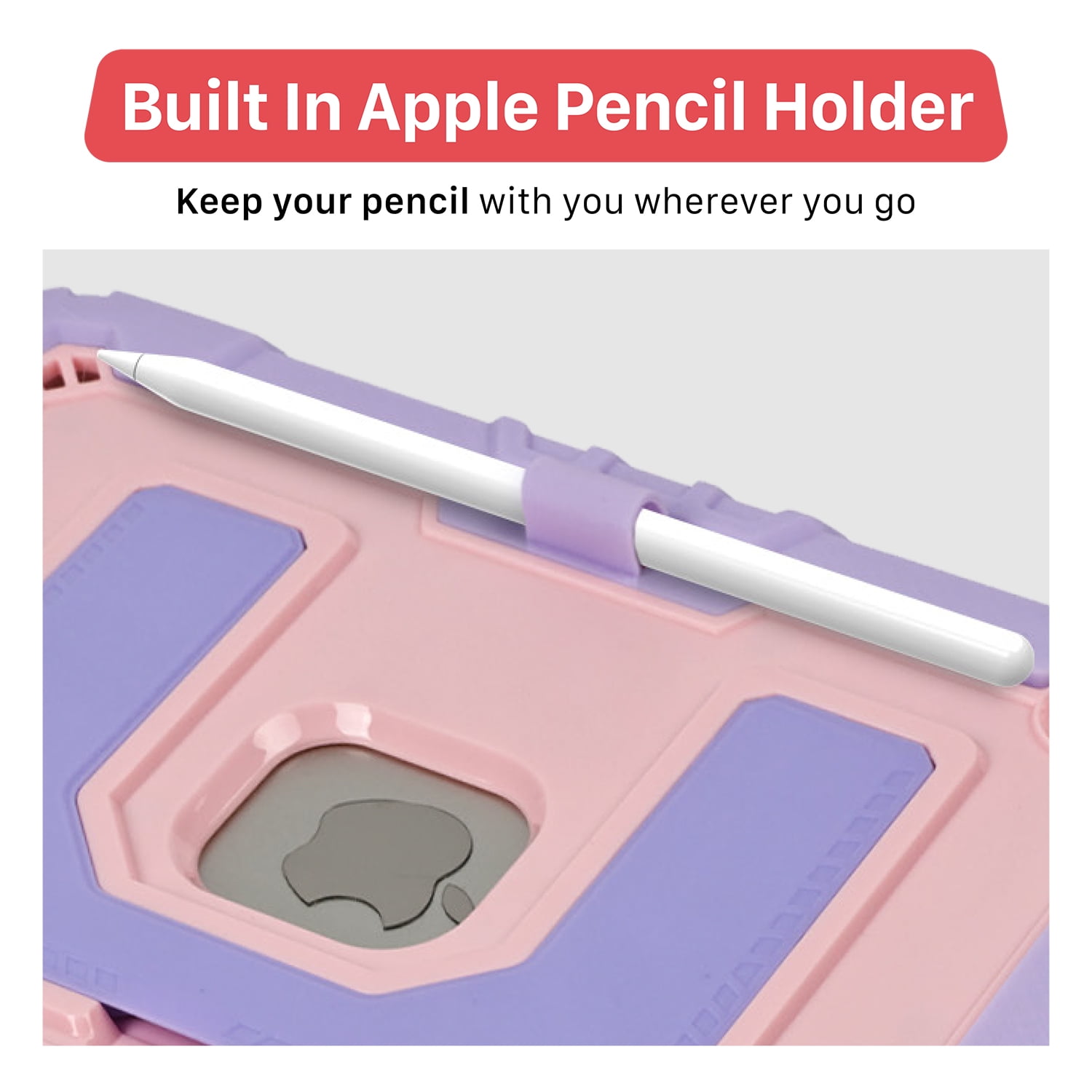 Vena Kids Case For Apple iPad A16 11th Generation 11 Inch 2025, iPad 10th Gen 10.9" Protective Case Cover With Kickstand, Pencil Holder and Shoulder Strap, Purple/Pink