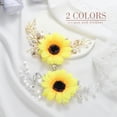 thumbnail image 2 of Sunflower Wedding Hair Vine Rhinestone Pearl Bridal Headband Hair Pieces Leaf Bride Hair Dress Flower Wedding Headpiece Crystal Hair Accessories for Women and Girls (1-Silver), 2 of 4