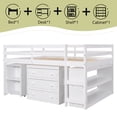 thumbnail image 4 of Bellemave Low Loft Bed with Movable Desk and Storage, Wood Full Size Loft Bed with Drawers and Bookcase Shelf, Loft Bed with Cabinet for Teen (White), 4 of 8