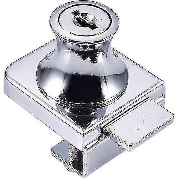 Cerradura para puerta de vidrio, cerradura de acero cromado, cerradura para mampara de vidrio, cerradura para puertas de vidrio, cerradura para vitrina con broca de 5-8 mm y 2 llaves.