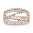 thumbnail image 2 of AFFY Round Cut White Cubic Zirconia Multi Row Eternity Band Ring In 14K Rose Gold Over 925 Sterling Silver (0.7 cttw) Ring Size-5.5, 2 of 8
