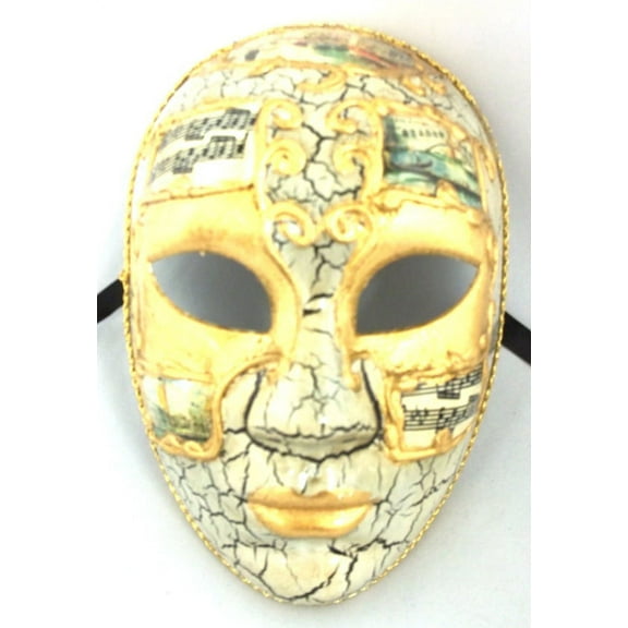 White Gold Full Face Lady Venetian Mask Masquerade Mardi Gras Prom