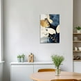 thumbnail image 4 of ZHONGYUTONG Navy Blue and Gold Wall Decor Abstract Golden Leave Picture Painting Luxury Gold Leave Canvas Prints Modern Artwork Framed (28.00" x 42.00"), 4 of 6