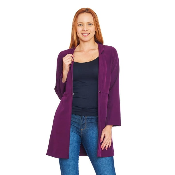 Saco Largo Dama Mujer Blazer Formal Casual Liso Uva lila G Incógnita 550456