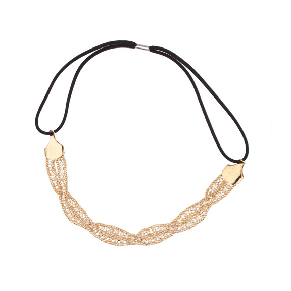 Lux Accessories Pave Crystal Woven Stretch Metal Head Band Headband