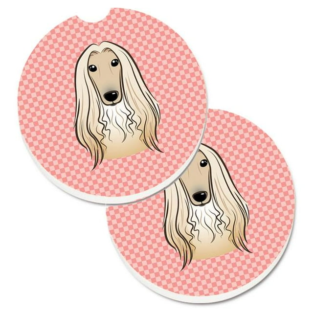 Chiens de Trait Afghans Rose Damier Lot de 2 Porte-Gobelets Coaster