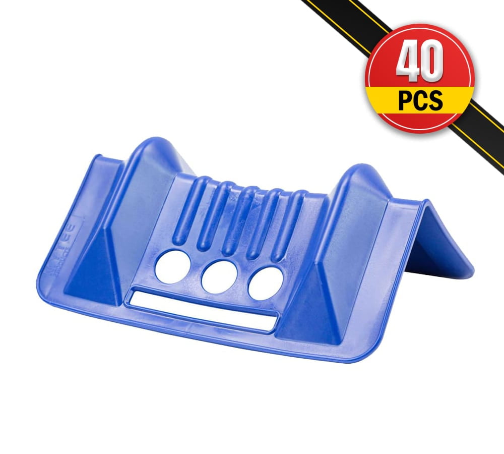 (40 Pack) 4" x 4" x 10" Blue Corner Protector V Shaped Flatbed Edge Guards with Carrying Case - Cargo Load Corner Edge Protector and Tie-Down Strap Guard for Flatbed