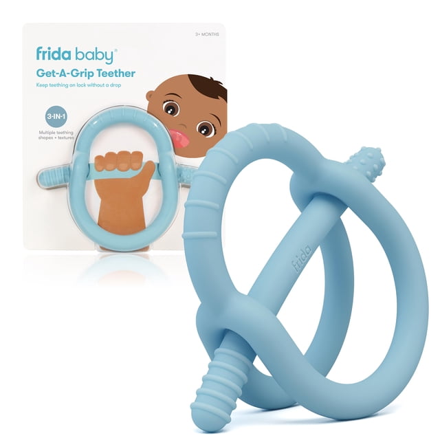 Teether Frida Baby Get-A-Grip, 100% silicona apta para uso alimentario, color azul