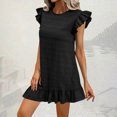 thumbnail image 6 of PiGOGI Women's Ruffle Dress Sleeveless Solid Color Elegant Casual Summer Party Dress Black L, 6 of 9