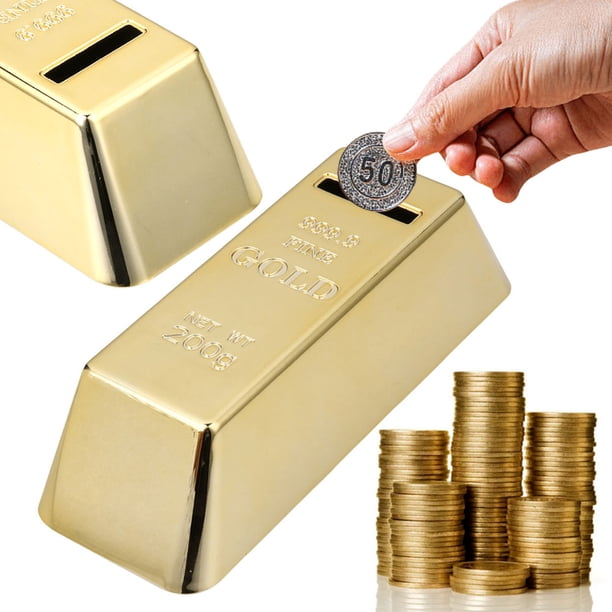 Caja Dinero Ahorro Plástico Con Barra Oro para Adornos Escritorio (L)