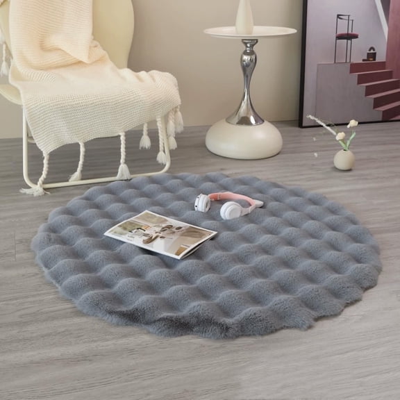 HOARBOEG 7.87 Inch Round Area Rug, Soft Non-Slip Floor Mat for Bedroom, Living Room