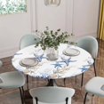 thumbnail image 5 of Starfish Round Tablecloth for 36-44 Inch Tables,Fitted Table Cover with Elastic Edge,Blue Ocean Coastal Coral Shell Nautical Boat Waterproof Outdoor Table Cloth Protector for Patio Garden Dinner, 5 of 9