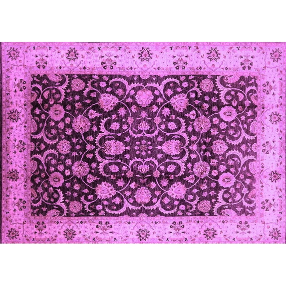 Ahgly Company Indoor Rectangle Oriental Purple Industrial Area Rugs, 7' x 10'