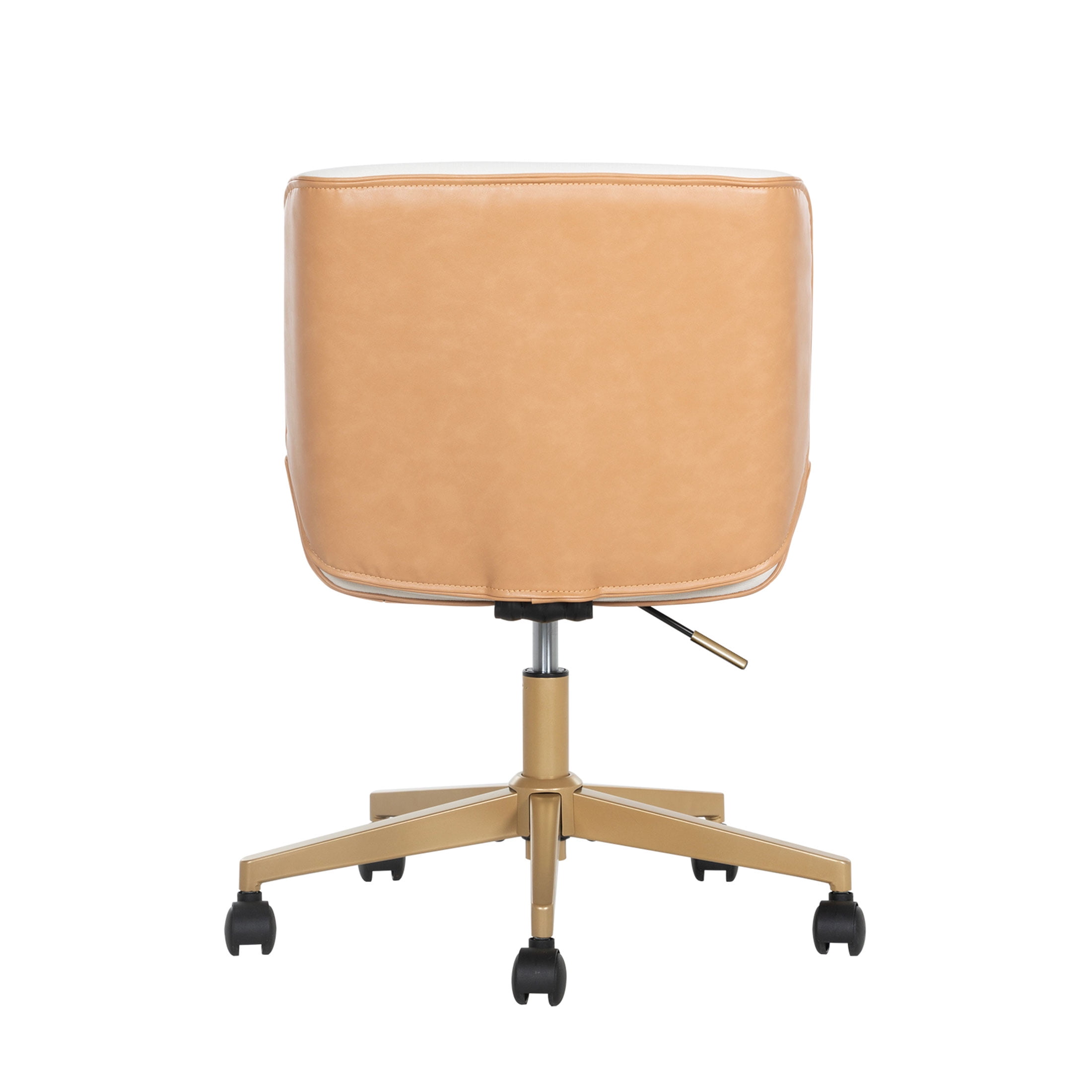 Mainstays Daphne Office Chair, White Fabric with Camel Faux Leather
