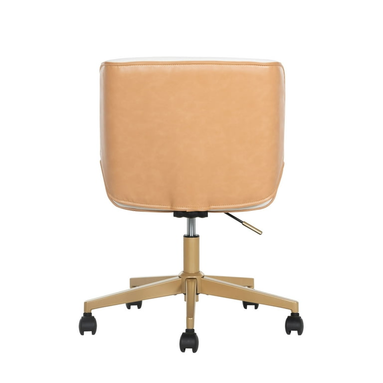Mainstays Daphne Mid Back Office Chair with White Fabric and Camel