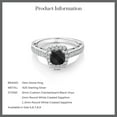 thumbnail image 6 of Gem Stone King 925 Sterling Silver Black Onyx and White Created Sapphire Engagement Ring for Women (1.50 Cttw, Cushion Checkerboard 6MM, Gemstone Birthstone, Available in Size 5, 6, 7, 8, 9), 6 of 6