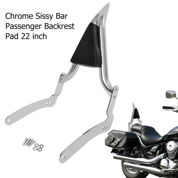 Fjpacemt Chrome Detachable Backrest Sissy Bar for 2004-24 Motorcycle Kawasaki Vulcan 900 2000 VN900