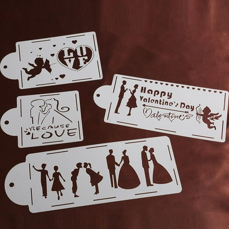 4pcs Set Easy To Clean Diy Wedding Cake Stencil Fondant Cake