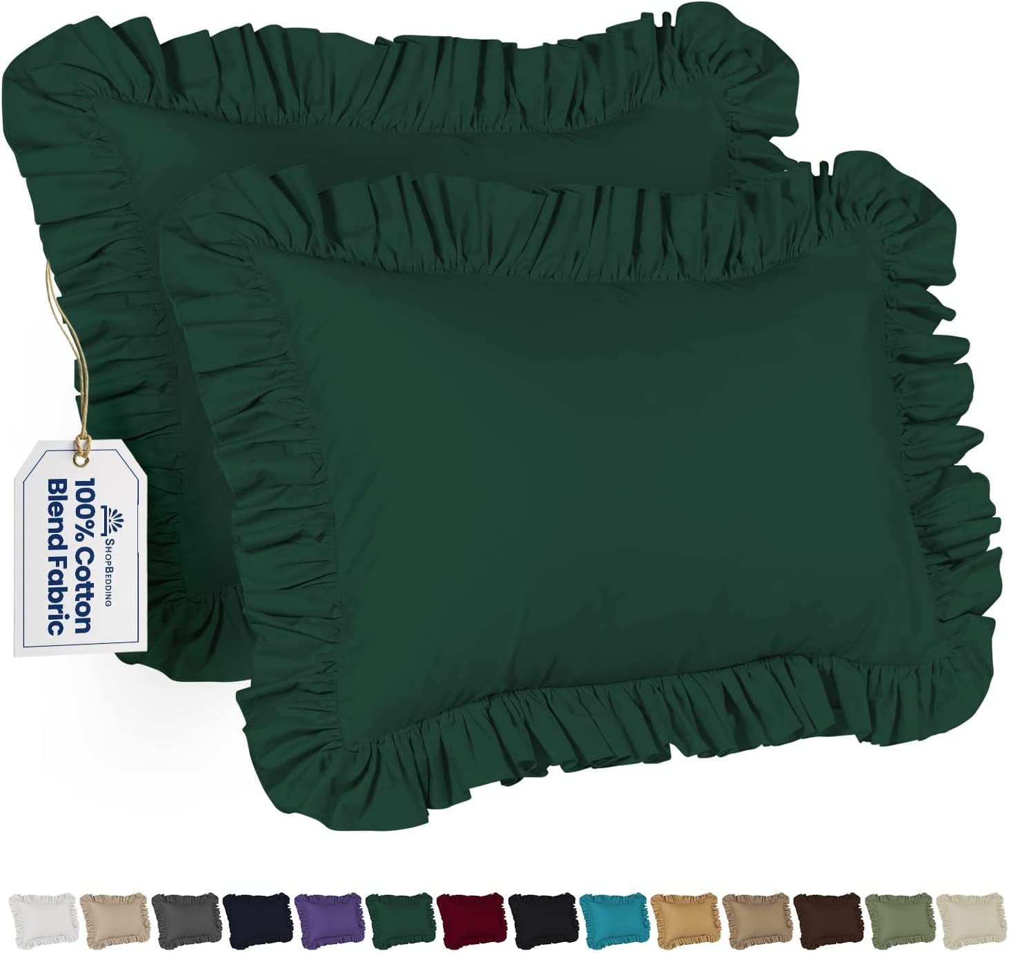 Ruffle Pillow Case Queen Pillow Sham (Hunter), Ruffle Pillow Cover