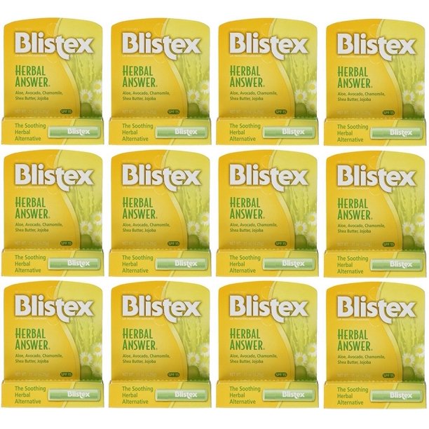 12 pack blistex lip balm herbal answer spf 15 0 15 oz each walmart com