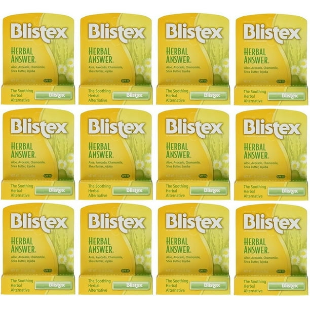 12 pack blistex lip balm herbal answer spf 15 0 15 oz each walmart com