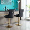 thumbnail image 6 of 27-36Inch Velvet Bar Stools, Counter Height Adjustable Swivel Barstools High Chairs with Golden Metal Base, Stools Chair with Tufted High Back & Ring Pull for Home Kitchen Island, Pub(Black,Set of 8), 6 of 11