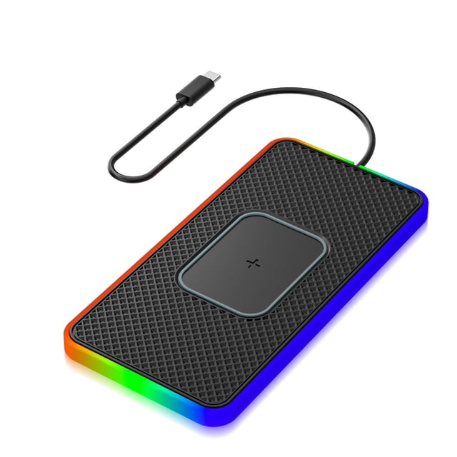 1 Pcs 15W Fast Charging Car Wireless Charger With Anti-Slip Pad & LED Light Car Electronics Accessories