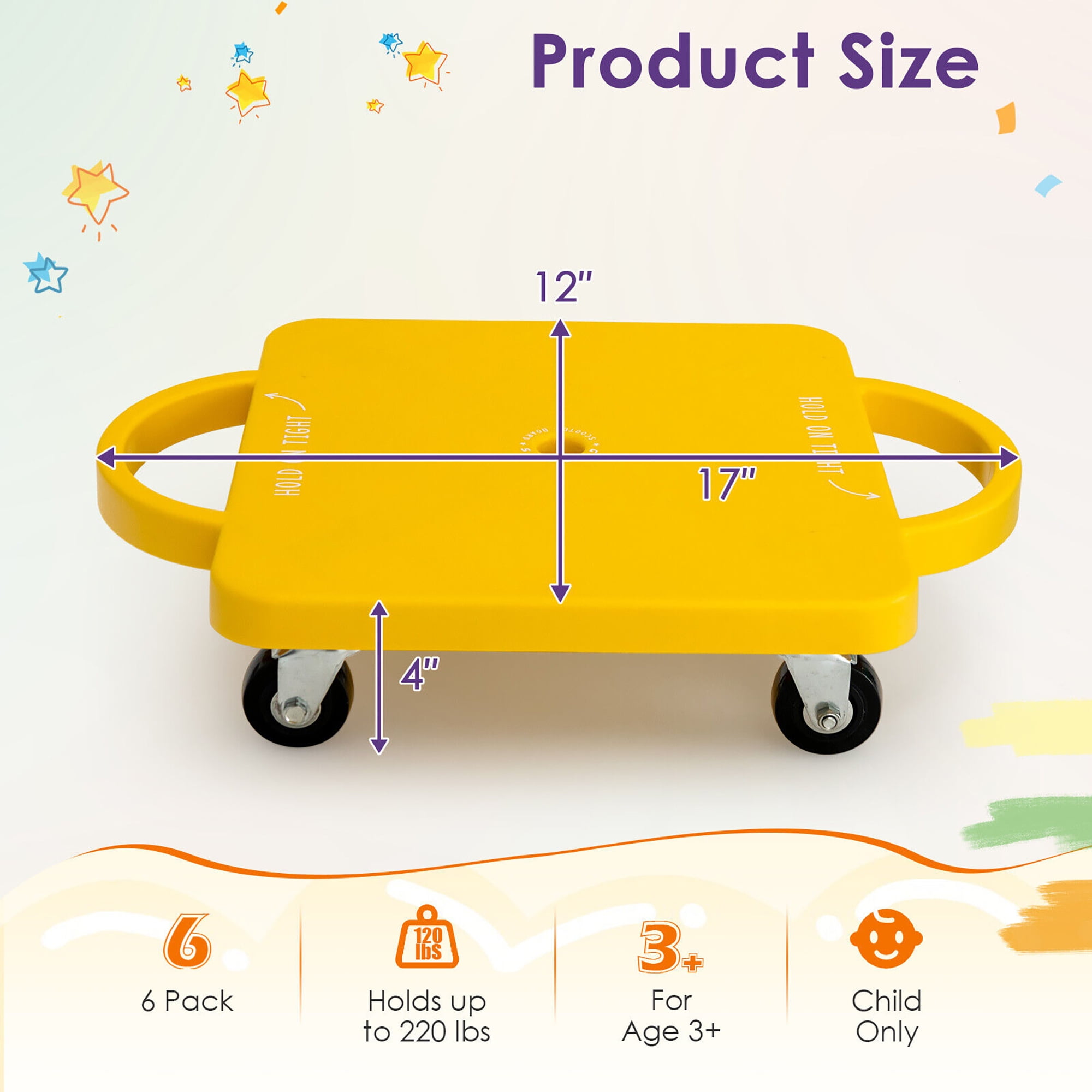 Gymax Children Balance Board Sitting Scooter Board 6-Pack PP Floor