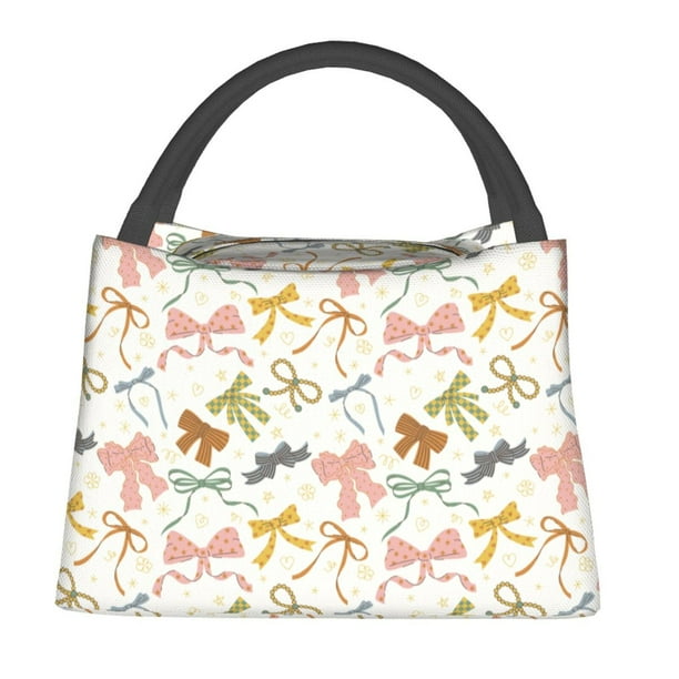 Fotbe Colorful Bow Knots1 Bolsa Térmica Portátil con Estampado, Bolsa de Entrega de Alimentos Aislada, Bolsa Reutilizable de Gran Capacidad para Comidas y Supermercado
