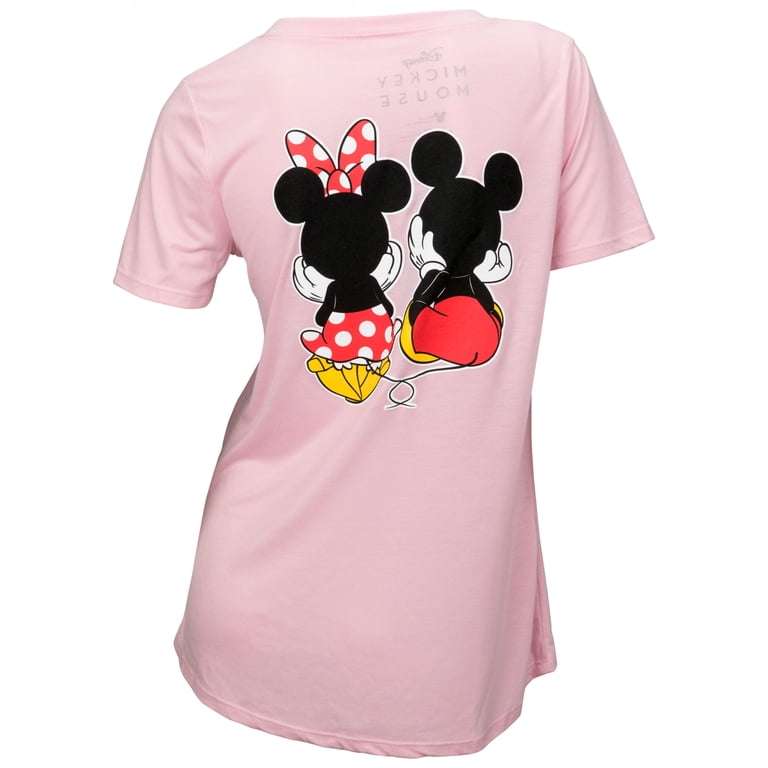 Mickey and Minnie Sitting Together Junior's Tunic T-Shirt