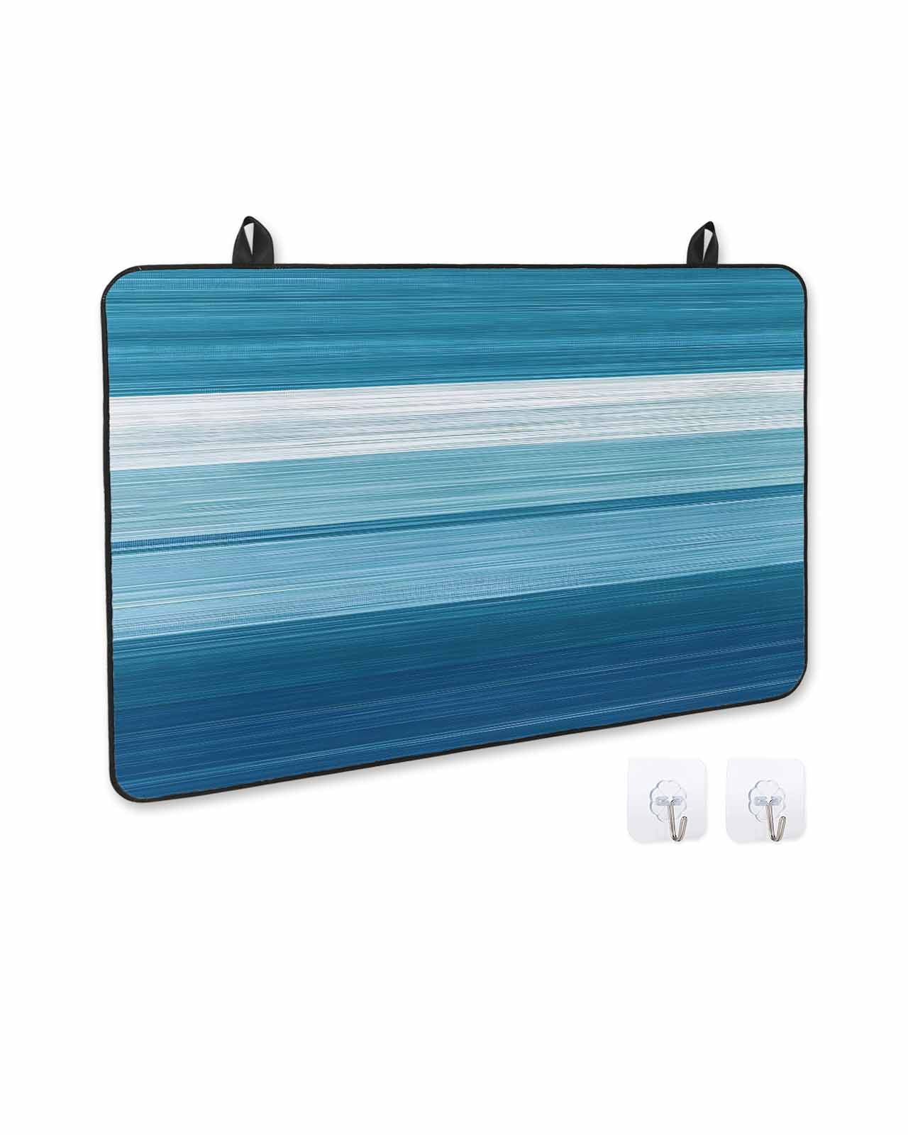 nqOlkjepod Large Induction Cooktop Protector Mat 24"x21", Blue White Ombre Stove Top Covers for Electric Stove, Modern Gradient Abstract Aesthetic Stove Burner Cover Mats, Glass Top Stove Cover