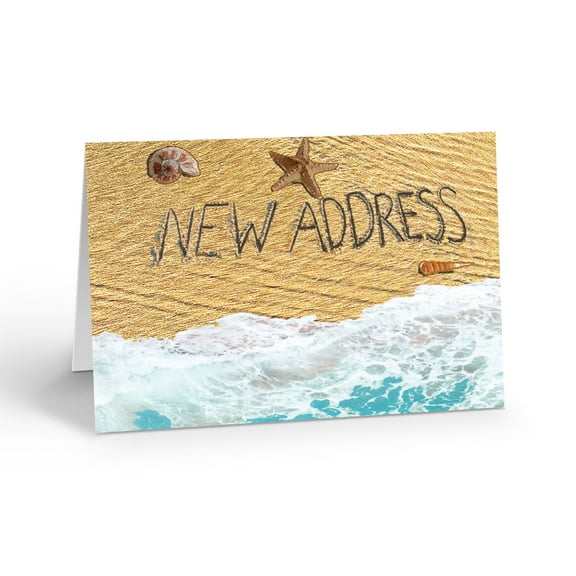 Beach New Address Blank Note Card - 10 Note Cards and Envelopes - 14395
