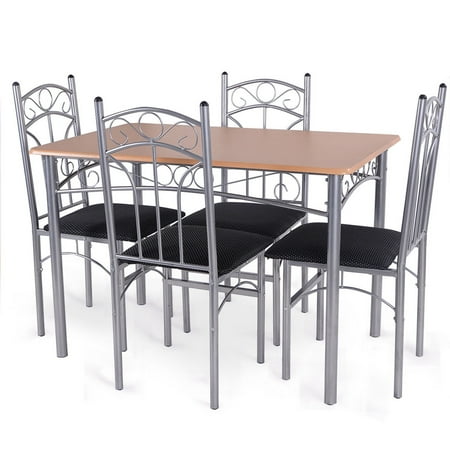 5PCS Modern Dining Set Table & 4 Chairs Home Kitchen Furniture