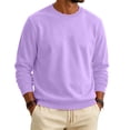 thumbnail image 2 of Domuza Mens Warm Fleece Crewneck, Long Sleeve Pullover Sweatshirt, Relaxed Fit Top for Everyday Wear - Light Purple 3XL, 2 of 6