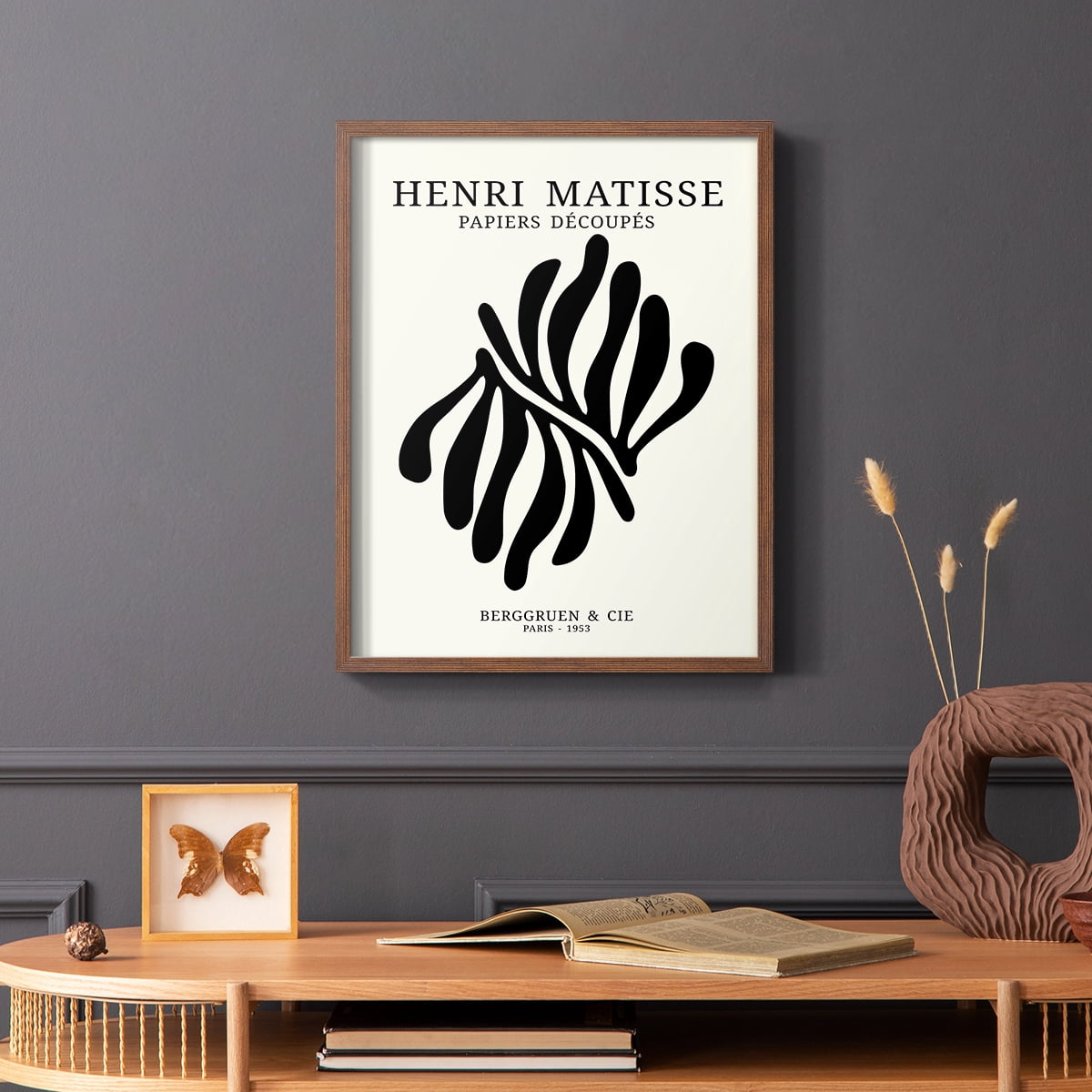 Matisse CDIX in Brown Solid Wood Framed Print No Nail Hanging