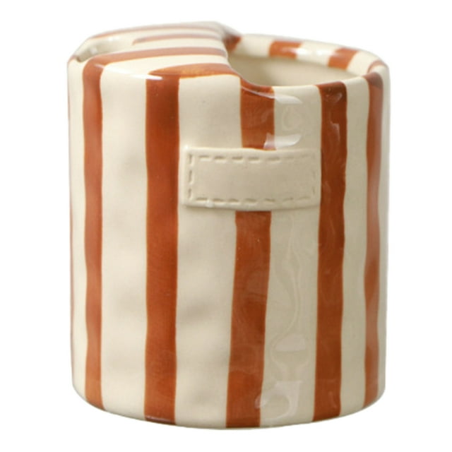 Hand Painted Striped Ceramic Coffee Mug Retro Art Porcelain Cup Heat Non For Home Kitchen Dining Valentine's Holiday