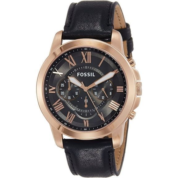 Fossil Men's FS5085 Grant Chronograph Stainless Steel Watch With Black Leather Band